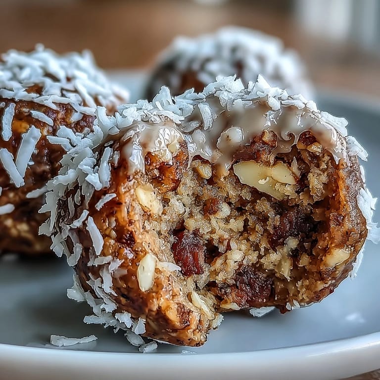 Soft, spiced carrot cake bliss balls packed with dates, walnuts, and oats for a healthy, naturally sweet treat.