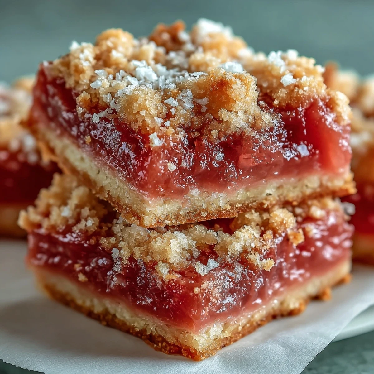 Golden-baked Guava Cake Bars with a tender crumb and vibrant pink guava filling, resting on parchment.